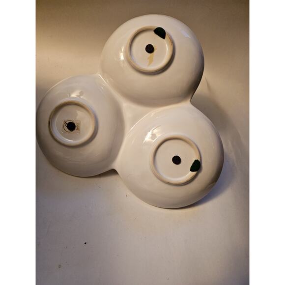 Portugal Pottery Divided Server Centerpiece Apple "Subtil Caldas Da Rainha" - Picture 4 of 7